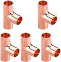 1/2" Copper Tee,Copper Three-Way Fitting Welding Joint, Sweat Solder Connection for Residential and Commercial Plumbing, HVAC Air Conditioning Systems (5 Pack)