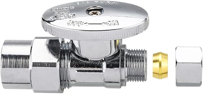 (Pack of 5) EFIELD 1/4 Turn Straight Stop Valve 3/8" OD Compression X 1/2" CPVC Pipe Connection, Chrome Plated Brass,(VALVE073-5PCS)