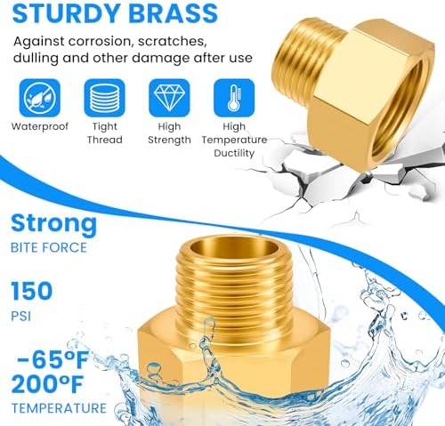 SDTC Tech Brass Pipe Fitting 1/2 NPT Thread Male to 3/4 NPT Thread Female