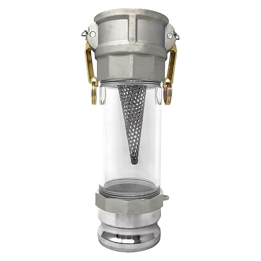 Gloxco 2" in-line Camlock Polycarbonate Sight Glass and Strainer Assembly (CAM-20-SGST-PCAL)