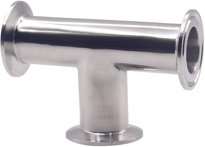 DERNORD Clamp Tee 3 Way Stainless Steel 304 with 3 Silicone Gaskets Fits 1.5" Tri Clamp, 38mm Pipe OD Sanitary Fittings (1.5 inch)