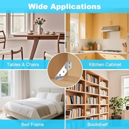 12-Pack Corner Brackets for Wood Frame, L Bracket Metal Angle Corner Braces