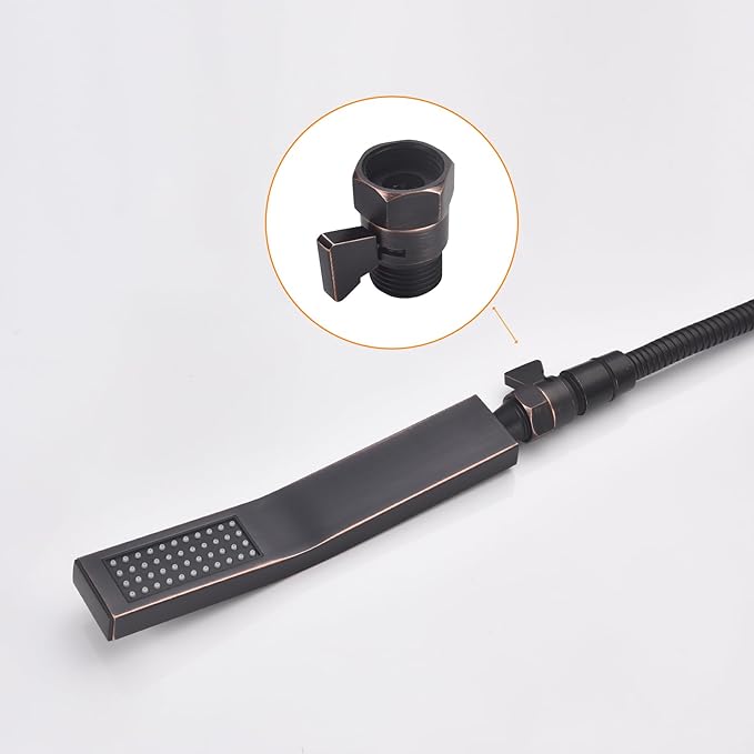 Oil Rubbed Bronze Water Flow Control Valve, Shower Head Flow Control, Angle Brass Shut Off Valve for Handheld Shower, Water Pressure Regulator Replacement
