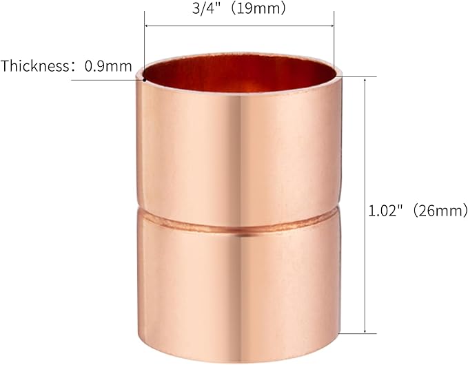 Straight Coupling Copper Fittings 3/4 Inch Copper Pipe Welding Joint Connector Adapter For HVAC Air Conditioning