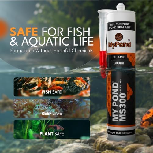 MS300 Marine Sealant, Window Sealer, Pond Sealer for Leaks Concrete Glass Metal, MS Polymer Adhesive 4x Stronger than Aquarium Silicone Caulking, Black Pond Liner Marine Adhesive Sealant, 300ml