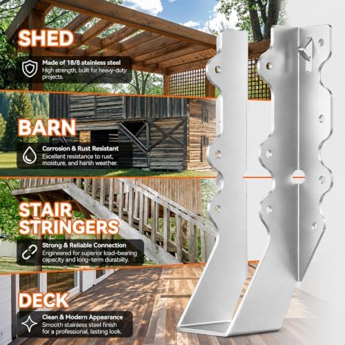 2x8 Joist Hangers Stainless Steel, 18 Gauge 2X8 Brackets (14 Pack)