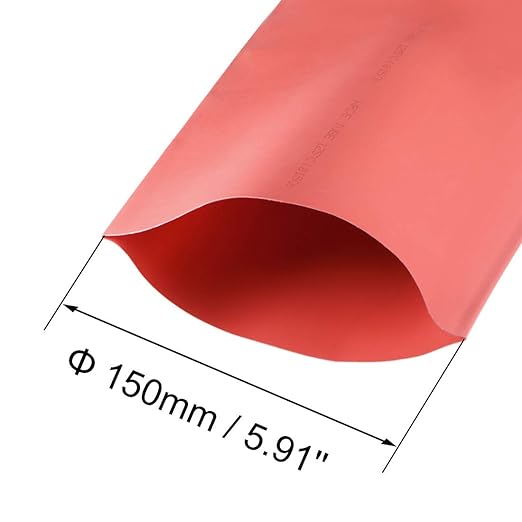 uxcell Heat Shrink Tubing, 6"(150mm) Dia 240mm Flat Width 2:1 Rate Shrinkable Tube Cable Sleeve 1m - Red