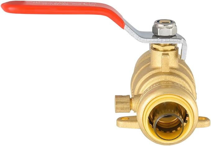(Pack of 5) EFIELD 3/4 Inch Push-Fit Full Port Drop Ear Brass Ball Valve with Drain, UPC Certified, LF Brass,(PF-VALVE072-5PCS)