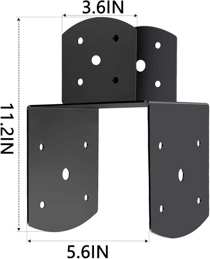 4 Pcs 4"x 6" Deck Post Caps Tie Brackets ,Ineer Size(3.6"x 3.6") 14 Gauge Post Base Steel Post Anchor Connector Support Fence Post Brackets for Posts to Wood
