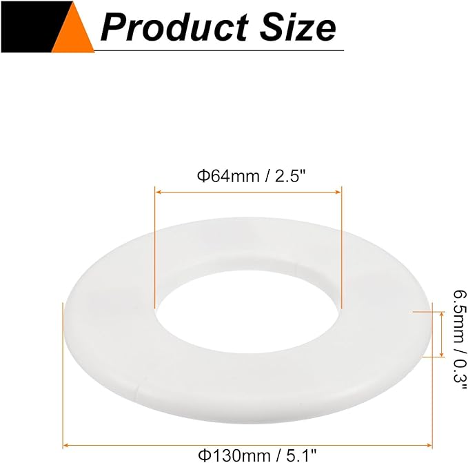 HARFINGTON 2pcs Wall Split Flange 64mm/2.5" Self-Adhesive Plumbing Cover Plates ABS Plastic Round Escutcheon Plate Buckle Design for Water Pipe Bathroom Kitchen Decoration, White