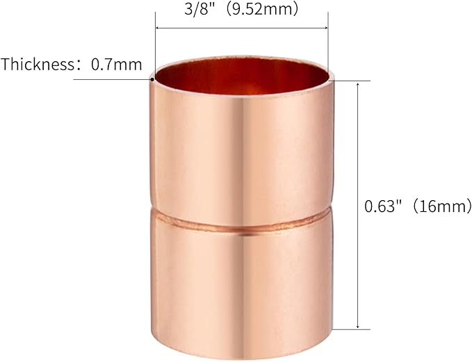 Straight Coupling Copper Fittings 3/8 Inch Copper Pipe Welding Joint Connector Adapter For HVAC Air Conditioning