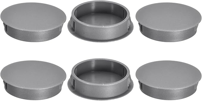uxcell 6Pcs 45mm(1-3/4") Nylon Hole Plugs, Flush Type Panel Round Snap in Fastener Knockout Locking Plugs for Furniture Insert End Caps Panels, Gray