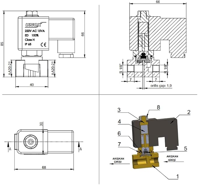 UNOX 1/8" NPT Solenoid Valve 24V DC, Brass Control Valve Normally Closed - 0-232 PSI Multi-Purpose Reliable Control Valve for Water, Air, and Gas - Solenoid Valves