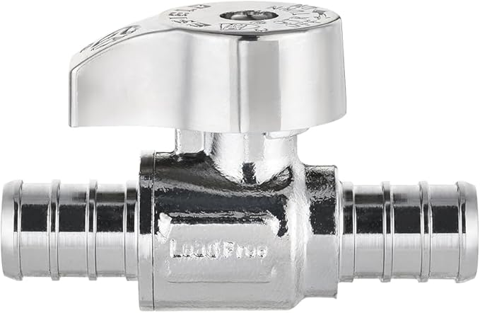 Pro 15-Pack EFIELD 1/4-Turn Straight Stop Valve, Pex Crimp 1/2" X 1/2" Pex, Chrome Plated LF Brass, ASTM F1807, Heavy Duty,(VALVE383)
