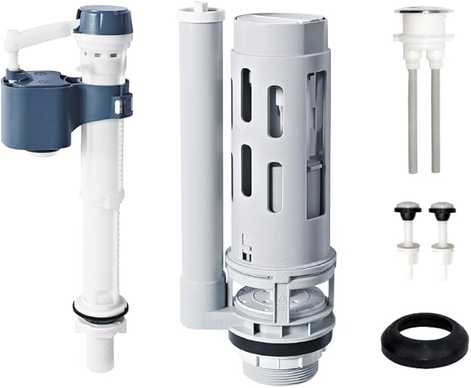 2-Inch Top Push Dual Flush Valve Repair Kit for 2-Piece Toilet Toilet Repair Kit Inside Tank Includes Flush Valve, Button & Fill Valve with Gasket & Bolts