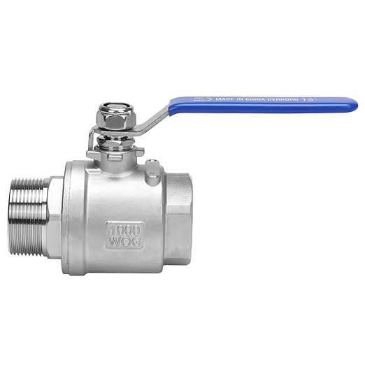 DERNORD Full Port Ball Valve 1.5 Inch - Male x Female Stainless Steel 304 Heavy Duty for Water, Oil, and Gas,1000WOG (1.5 Inch NPT)