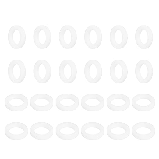 MECCANIXITY PTFE Flat Washers, 24Pack 12mm OD 8mm ID 2mm Thick Sealing Spacer Gasket Ring for Faucet Pipe Hose Bolt Machinery, White