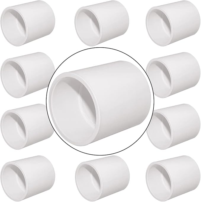 10PCS 1" PVC Pipe Fitting Coupling Connector Adapter Pipe Fitting Slip (Socket x Socket) Schedule 40 White Color