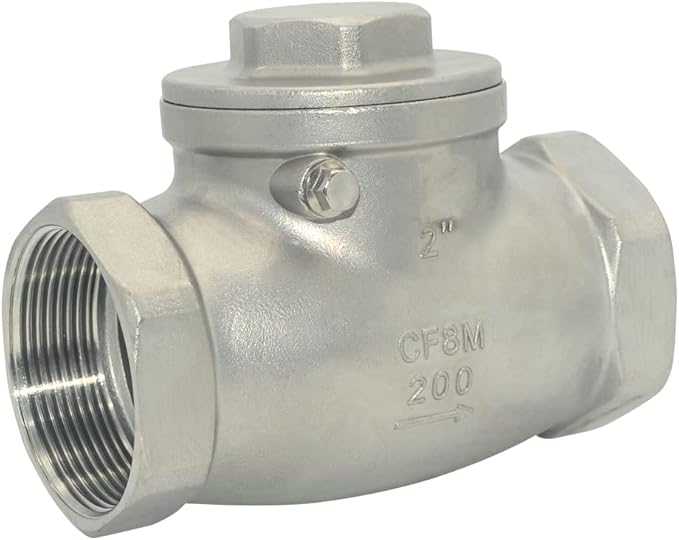 VARMHUS Stainless Steel SS316 Swing Check Valve,NPT Female x Female Thread,WOG 200 PSI PN16 CF8M (2")