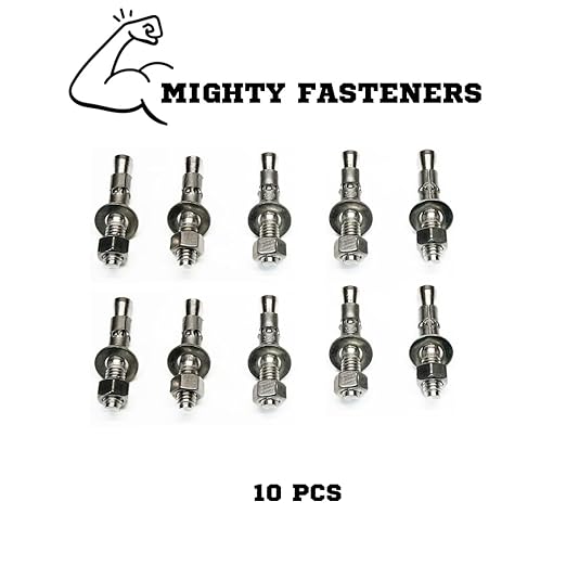 Wedge Anchors – Heavy-Duty 304 Stainless Steel Expansion Bolts for Concrete & Masonry, Rust-Resistant & Durable - 3/8" X 2-1/4" - 10 Pack