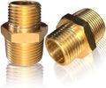 2pcs 3/4" NPT x 1/2" NPT Brass Nipple, 3/4 to 1/2 Adapter Fitting Reducing Solid Hex Nipple, Brass 3/4 Male to 1/2 Male Reducer Pipe Fittings for Extending and Connecting Pipes