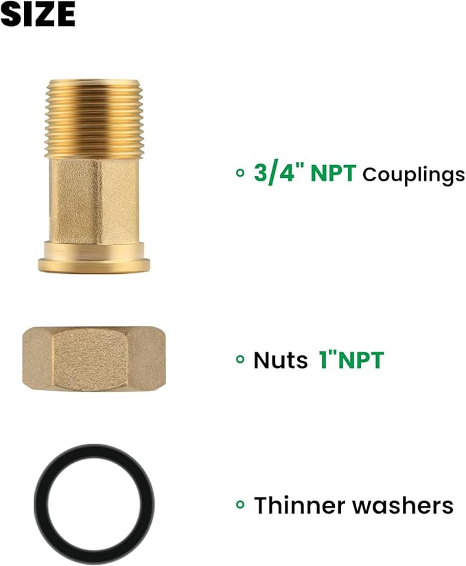 Watflow 3/4" Male NPT Water Meter Coupling, 1" Female NPT for DN20 Water Meter.