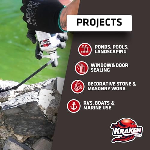 Kraken Bond Black Spray Waterfall Foam Sealant - (12x12oz) Expanding Polyurethane Pond Foam Sealer Black, UV Resistant Insulating Spray for Landscape & Exterior, Straw Use, 12 Pack