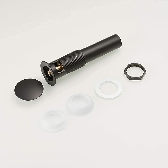 Bathroom Sink Drain Black Pop Up Drain Stopper with Overflow Vanity Commercial for Sink Fits Standard Bathroom Sink Hole 1-1/2" to 1-3/4"