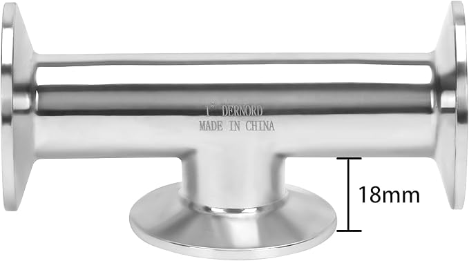 DERNORD 1.5 Inch Tri Clamp Tee 3 Way Instrument Tee Fittings Stainless Steel 304,25mm Pipe OD for Brewing System