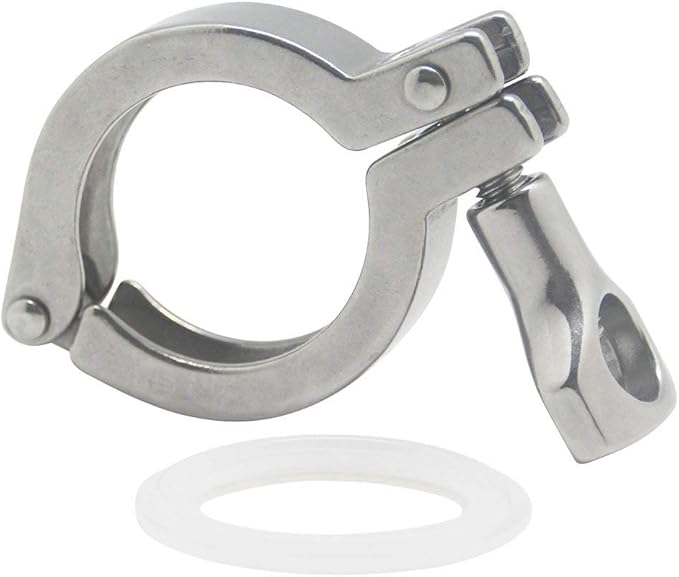 QiiMii Single Pin Heavy Duty 5 Pcs Tri Clamps with Wing Nut Ferrule TC 1.5 Inch Stainless Steel 304 Sanitary Fittings with Silicone Gasket