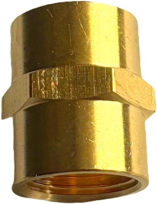 3/8" Female Threaded Hex Nipple Brass Coupling NPT Pipe Fitting Pipe Adapter Straight Connectors for Air, Gas, Oil, Fuel, Propane Pack of 2