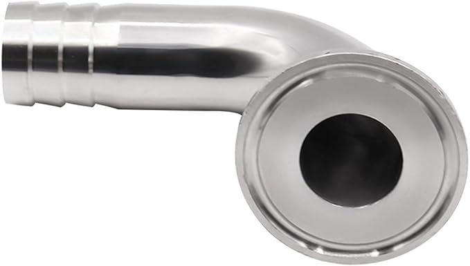 DERNORD Sanitary Hose Barb Pipe Fitting 1.5" Tri Clamp (50.5MM Ferrule) 90 Degree Elbow (Tube OD: 3/8"/10MM (1.5 Tri-clamp))