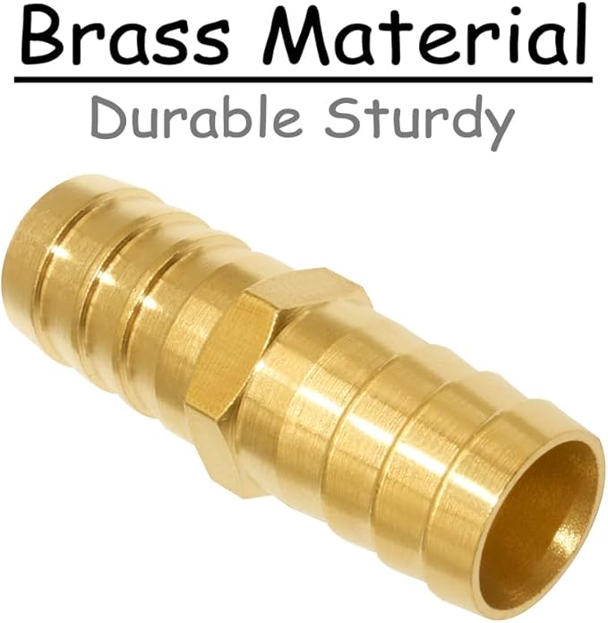 3PCS Brass 1" OD Barb Splicer Mender Hose Barb Fitting Straight 2-Way Union Garden Hose Repair Fittings for Water/Oil/Gas