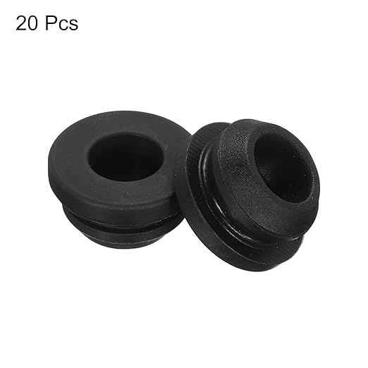 MECCANIXITY 20Pcs Snap Rubber Grommet Plug Mount Dia 9.5mm ID 6.5mm Narrow Groove Width 2mm Seal Anti-Scratch for Electrical Box Cable Pipes Black
