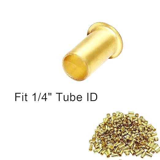 Beduan 1/4" Tube ID Brass Compression Fitting, Insert Tube Support Compression Sleeve Fitting (Pack of 10)