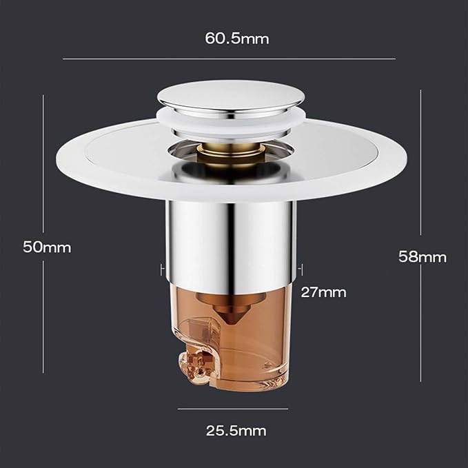 Bathroom Sink Stopper,pop up Sink Drain Stopper,Drain Hair Catcher,3-Layer Odor-Proof 27mm Sink Drain Strainer, 304SS/Brass Core, Universal Fit, Blocks Bugs & Smells.