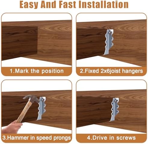 2x6 Joist Hangers Galvanized 60 Pcs,16 Gauge Face Mount Joist Hanger