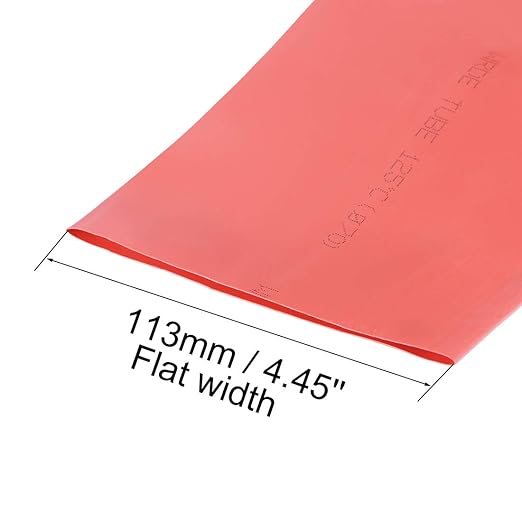 uxcell Heat Shrink Tubing, 70mm Dia 113mm Flat Width 2:1 Rate Shrinkable Tube Cable Sleeve 1m - Red