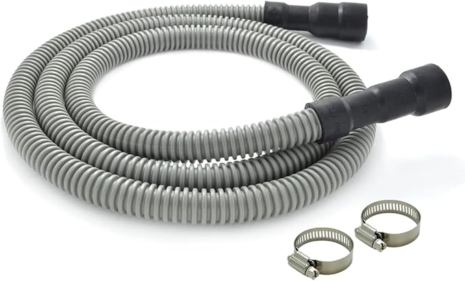 TTFLEX Dishwasher Drain Hose 6 FT, Flexible Discharge Dishwasher Hose with Stainless Steel Clamps, Trim to Fit 5/8", 3/4", or 1" Dishwasher Outlet and Garbage Disposal/Sink End