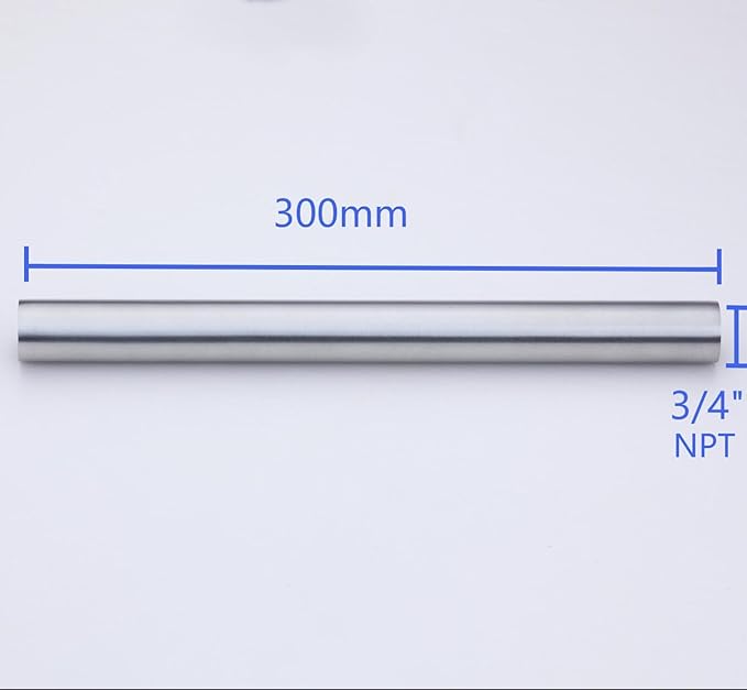 CONSTELLAR 304 Stainless Steel Pipe Fitting - 3/4" NPT Female x 3/4" NPT Female Threaded Thickened Pipe Wall, 300mm (12 inch) Length Heavy Nipple Seamless Pipe (1 Pcs)