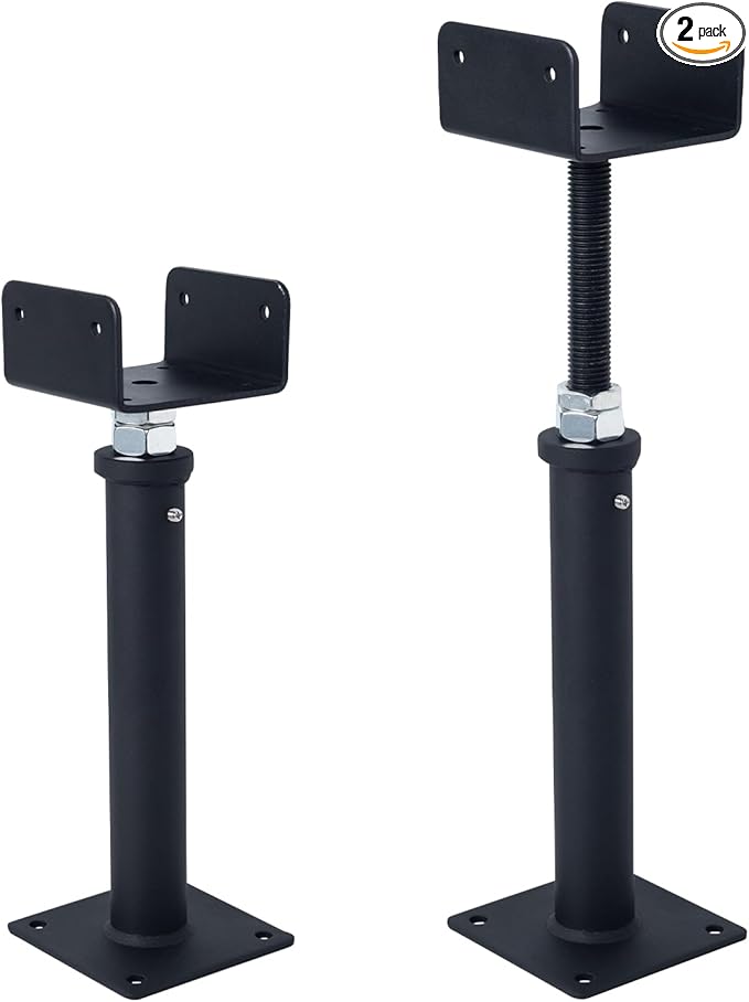 2 Pack U-Shaped Floor Jack, Heavy Duty Adjustable Steel Telepost with U-Head for 4x2, 4x4, 4x6 Joists, 11-15Inch Adjustment Range, Screw Jack Post for Beam Support & Leveling