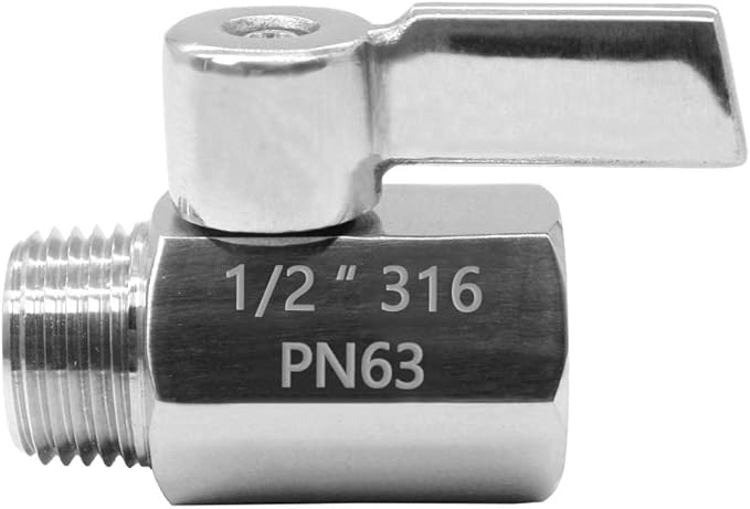 Beduan Mini Ball Valve Stainless Steel(316) 1/2" NPT Male x NPT Female Mini Ball Shutoff Valve (Pack of 1)