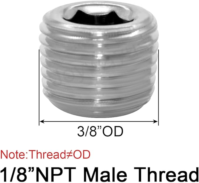 Joywayus 5Pcs Stainless Steel Internal Hex Thread Socket Pipe Plug 1/8"NPT Male