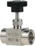 Angry Pony Stainless Steel 304 FNPT 1/2 female Straight Needle Valve, High Pressure Hydraulic Flow Control Valve for Water Oil Gas Systems, 900 PSI