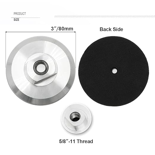SHDIATOOL 3 Inch Backer Pad or Backing pad of Aluminum Body with 5/8-Inch-11 Thread for Diamond Pads