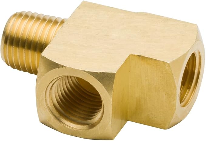 Legines Brass Pipe Fitting, Street Tee, 3/8" NPT Female x 3/8" NPT Male x 3/8" NPT Female, Barstock Male Run Tee (Pack of 2)