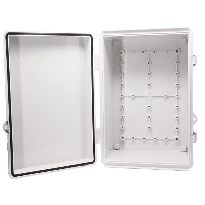 Outdoor Waterproof Electrical Box Junction Box Weatherproof IP67 ABS Plastic Enclosure Switch Router Project Box Electronics Enclosure with Mounting Plate Wall Bracket Grey 11.1"x7.5"x5.1"