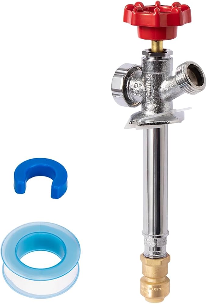 SUNGATOR 4 Inch Frost Free Sillcock, Anti-Siphon Outdoor Hose Valve, 1/2" Pushfit x 3/4" GHT Hose Bibb, No Lead Brass Push-to-Connect Garden Faucet/Spigot, Detachable End for PEX Pipe, Copper, CPVC