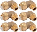 SharkBite 1/2 Inch x 3/8 Inch 90 Degree Dishwasher Elbow, MNPT, Pack of 6, Push to Connect Brass Plumbing Fitting, PEX Pipe, Copper, CPVC, PE-RT, HDPE, U281LF