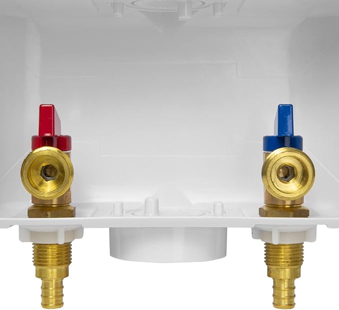 EFIELD Premium Washing Machine (Laundry) Outlet Box, 1/2-inch Crimp Pex Inlet x 3/4 inch MHT Outlet Connection, with Center Drain,(WM026)